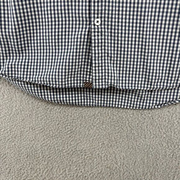 Billy Reid Men’s Standard Cut Button Down Shirt Medium Navy White Gingham Cotton - Picture 2 of 9